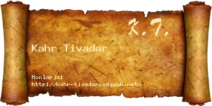 Kahr Tivadar névjegykártya