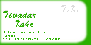 tivadar kahr business card